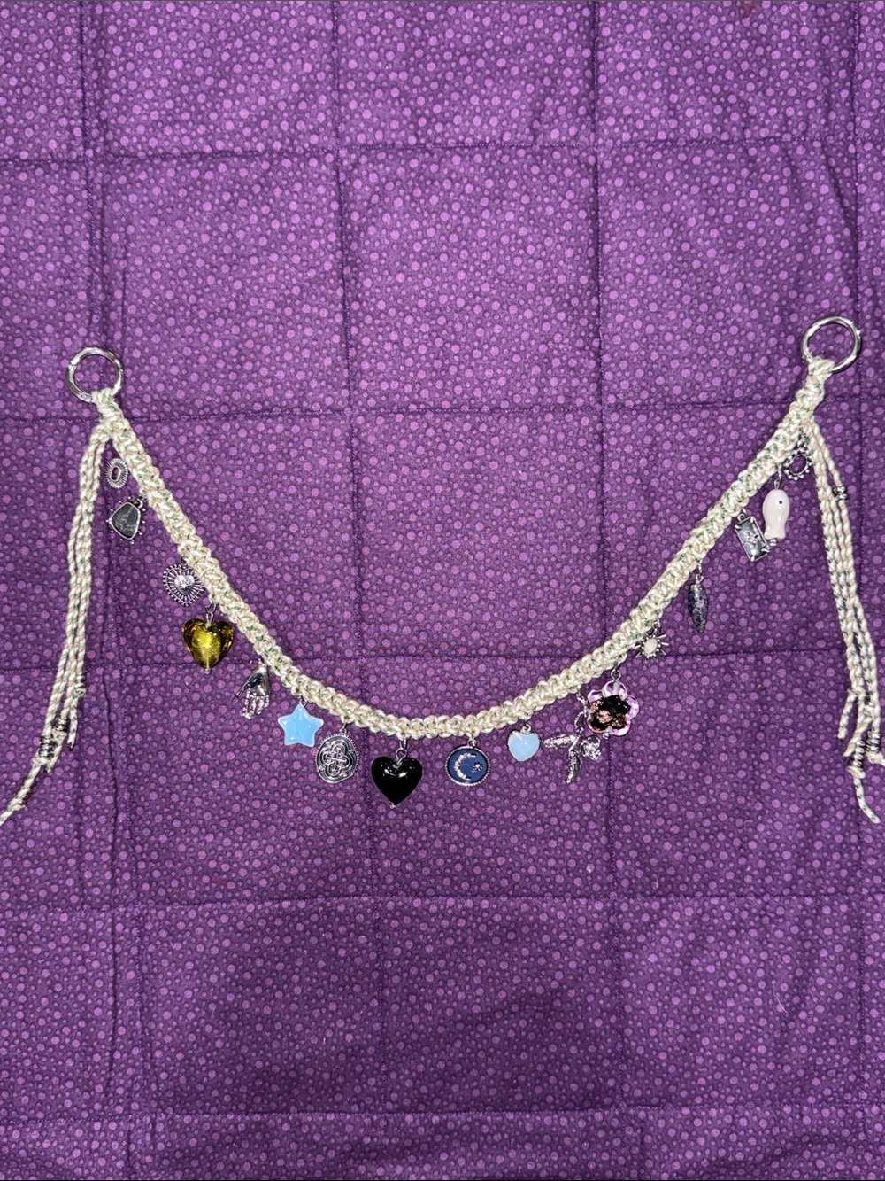 Free People Cream Braided Charm Purse Chain with Multi-Color Charms